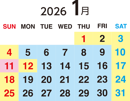 1月カレンダー